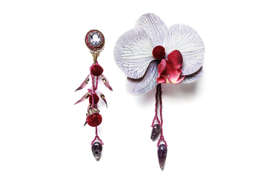 Orchid Asymmetrical Earring