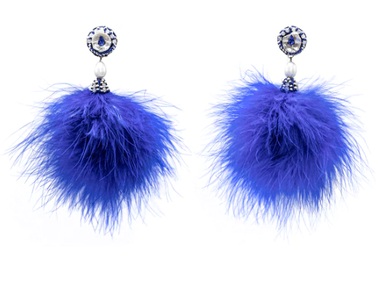 Pom pom fuzzy earrings blue  E618 | Earrings, Pom pom, Jewelry